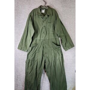 US Military Army Cotton Sateen OG Coveralls Mens Large Green Type 1 Button
